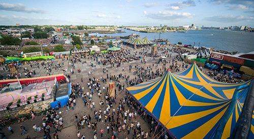 festival seen from above at ndsm wharf amsterdam
