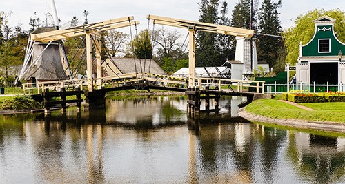 wooden drawbridge near ouderkerk at the amstel river