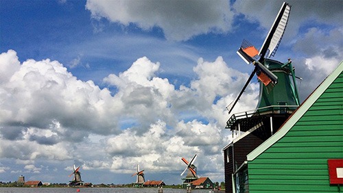 de huisman is a small green octagonal mill at the zaanse schans and currently makes mustard